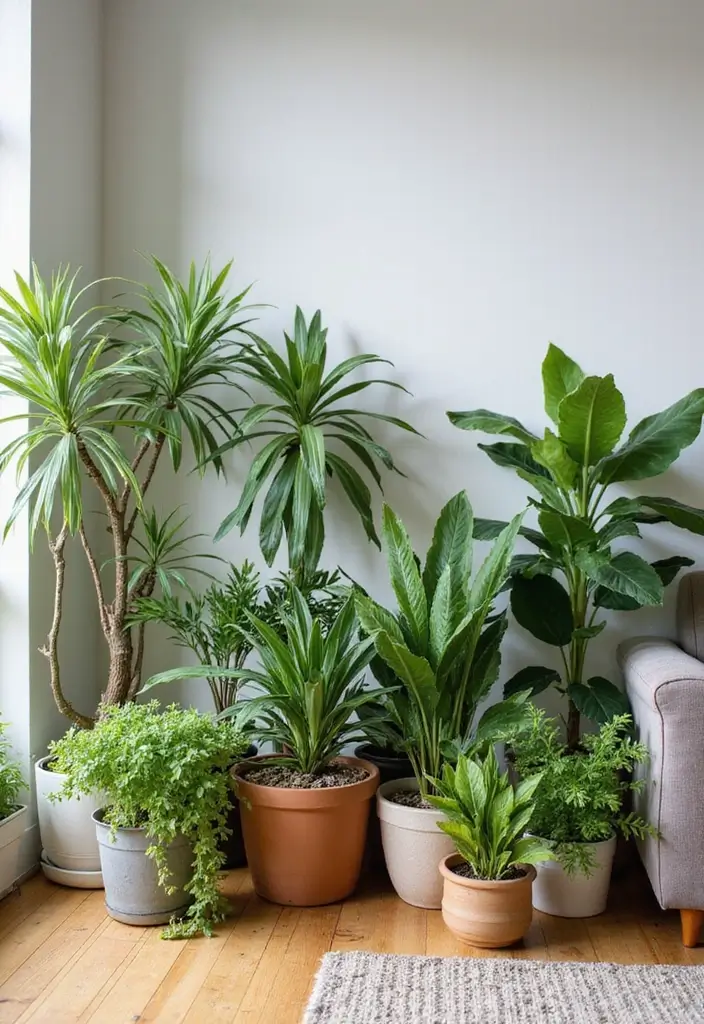 28 Nature Living Room Ideas That Bring the Outdoors In - 26. Create a Statement Plant Corner