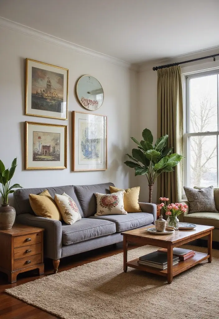 28 Nature Living Room Ideas That Bring the Outdoors In - 28. Mix Vintage and Modern Elements