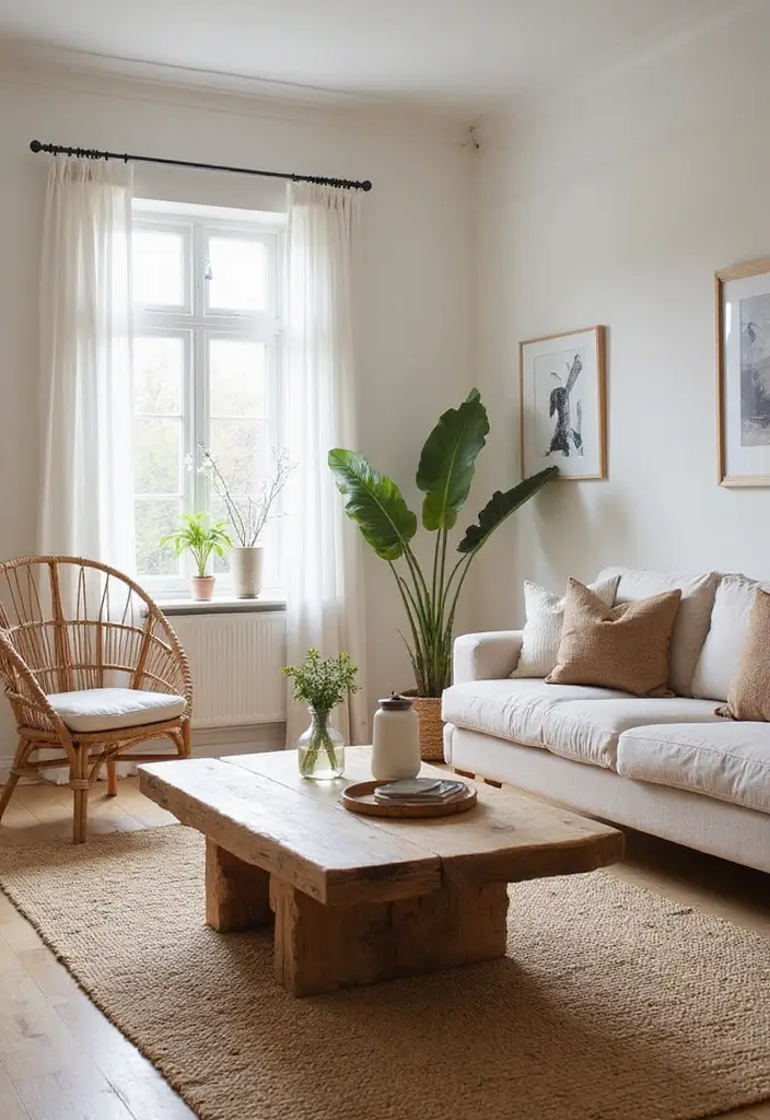 28 Nature Living Room Ideas That Bring the Outdoors In - 3. Incorporate Natural Materials