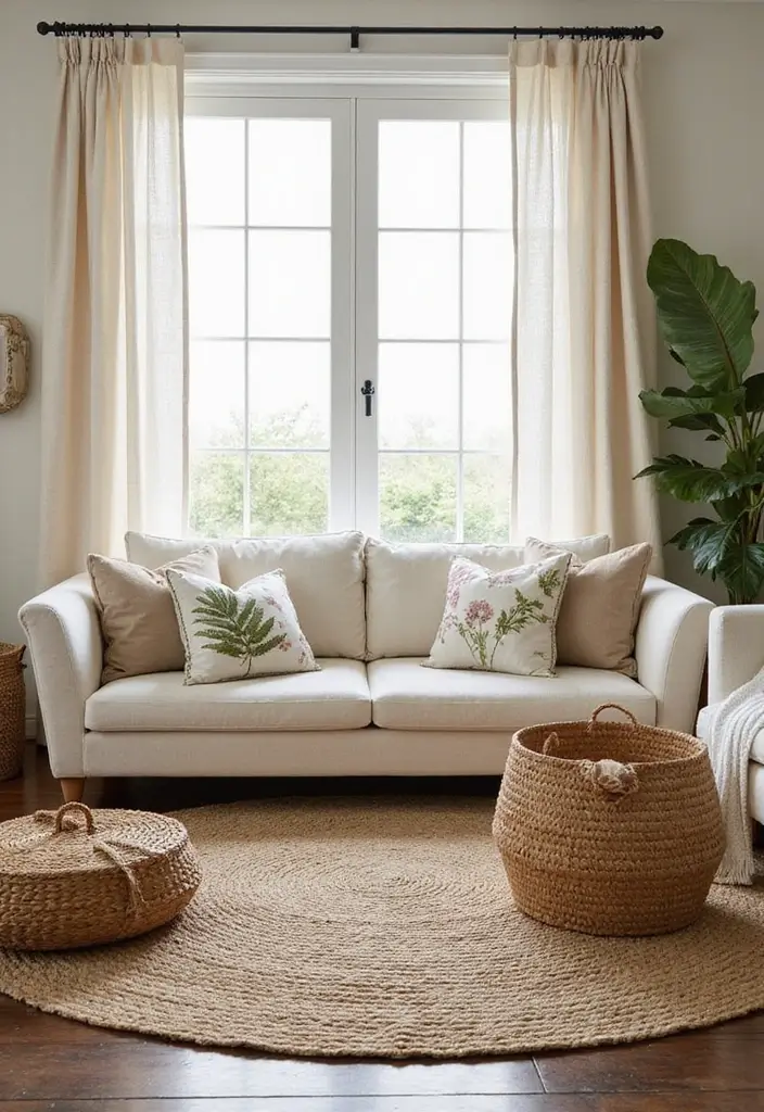 28 Nature Living Room Ideas That Bring the Outdoors In - 7. Opt for Nature-Inspired Fabrics