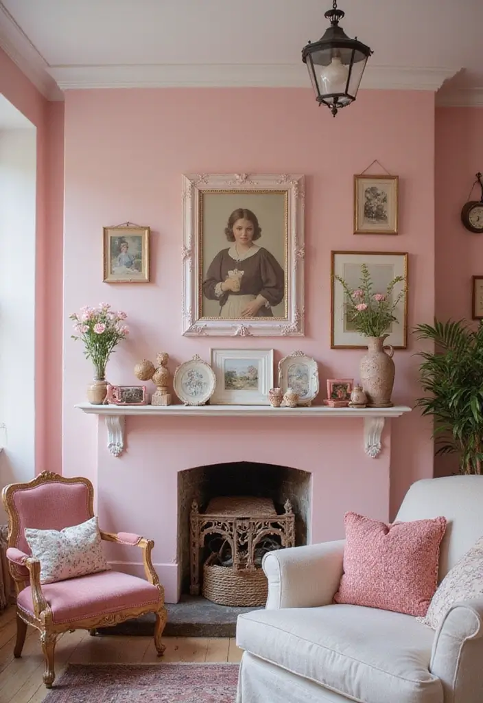 28 Pink Aesthetic Living Room Ideas That Feel Cute and Feminine - 13. Pink Vintage Finds