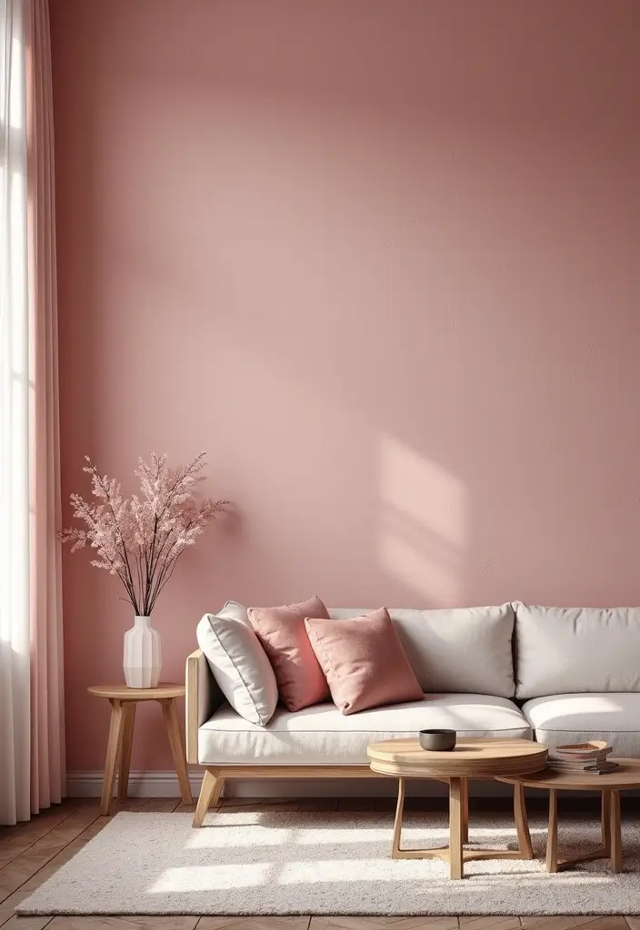 28 Pink Aesthetic Living Room Ideas That Feel Cute and Feminine - 23. Pink Textured Wallpaper