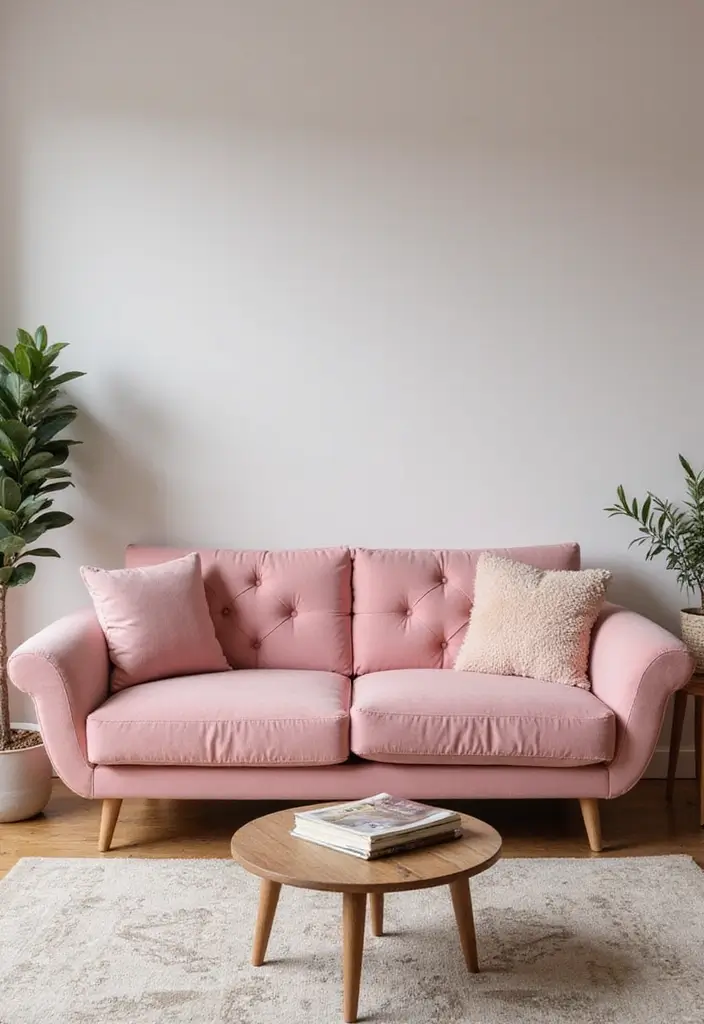 28 Pink Aesthetic Living Room Ideas That Feel Cute and Feminine - 26. Pink Upholstered Furniture