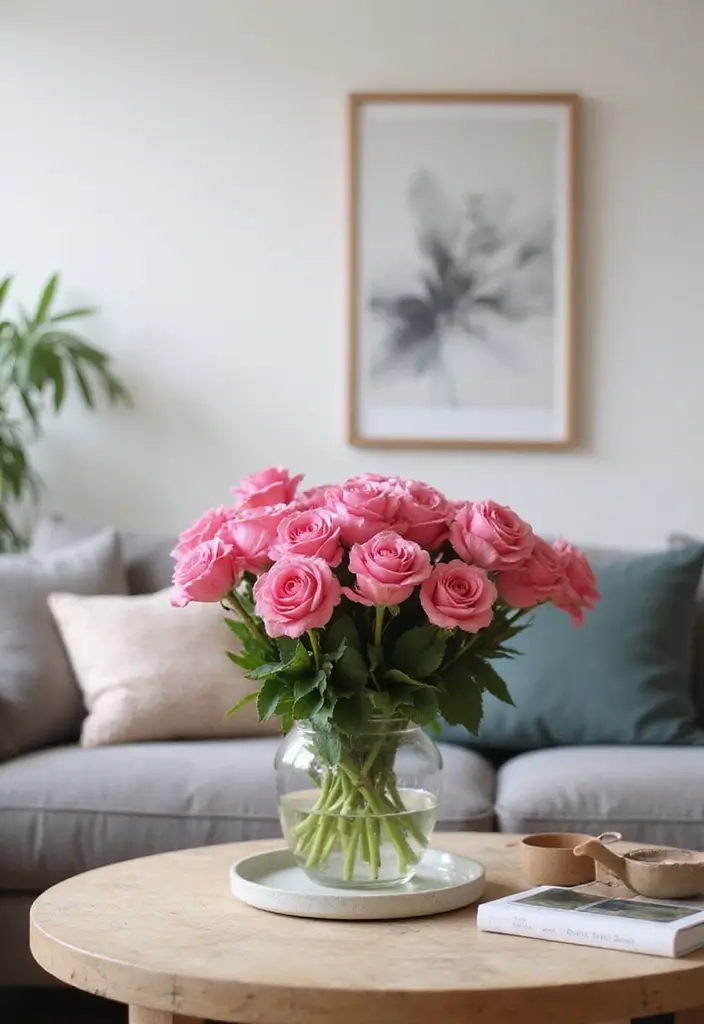28 Pink Aesthetic Living Room Ideas That Feel Cute and Feminine - 7. Pink Floral Arrangements