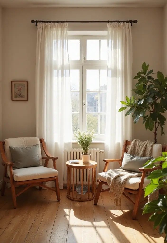 28 Small Living Room With TV Ideas That Save Space and Style - 17. Using Curtains for Warmth