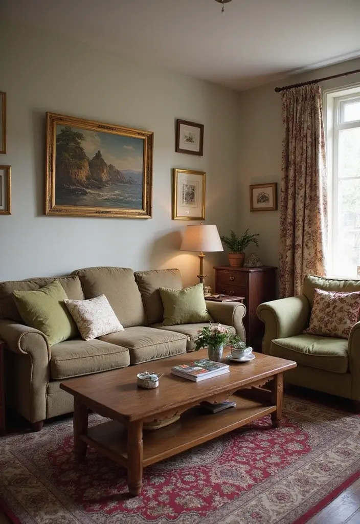 28 Small Living Room With TV Ideas That Save Space and Style - 20. Creative Use of Vintage Finds