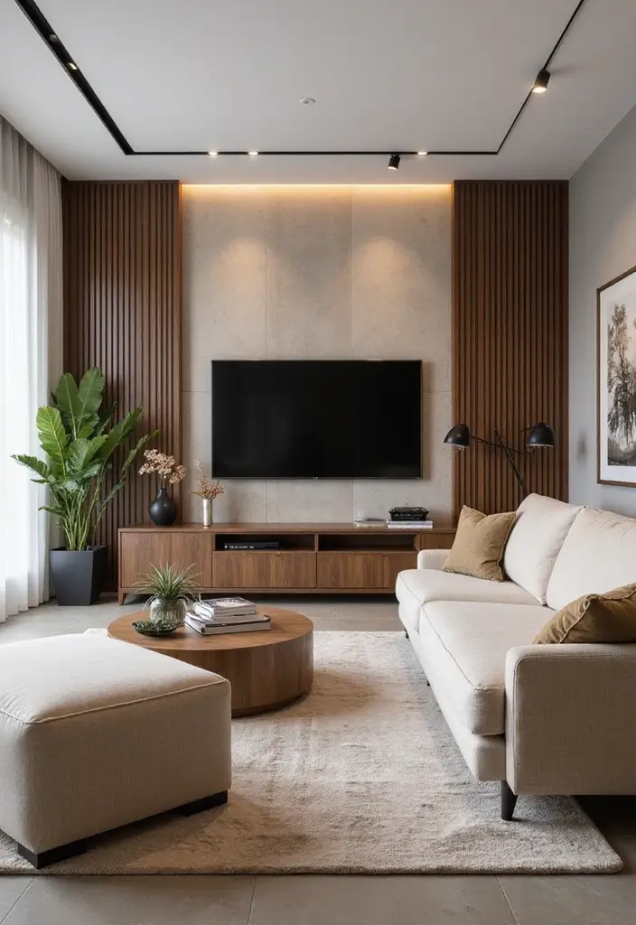 28 Small Living Room With TV Ideas That Save Space and Style - 22. Using Accent Walls