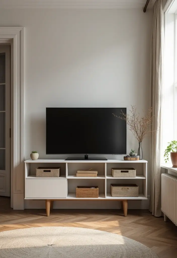 28 Small Living Room With TV Ideas That Save Space and Style - 5. Creative TV Stands with Storage