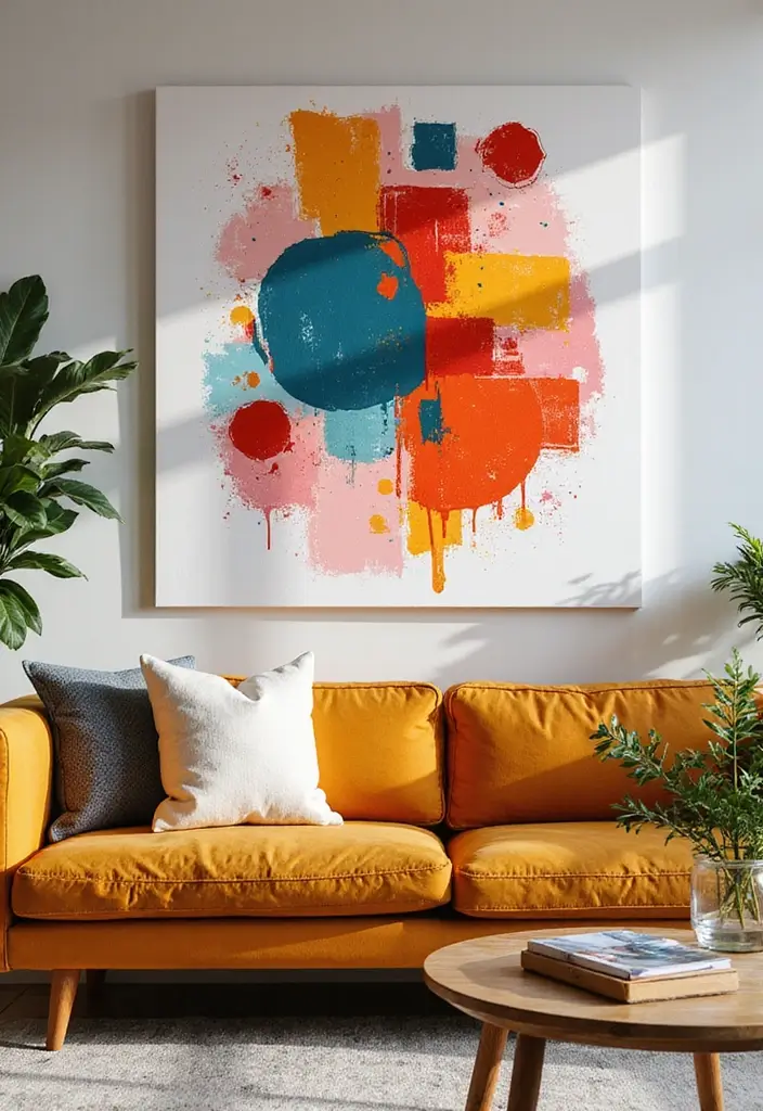 28 Stencil Designs Wall Living Room Ideas That Add Creative Flair - 18. Abstract Art