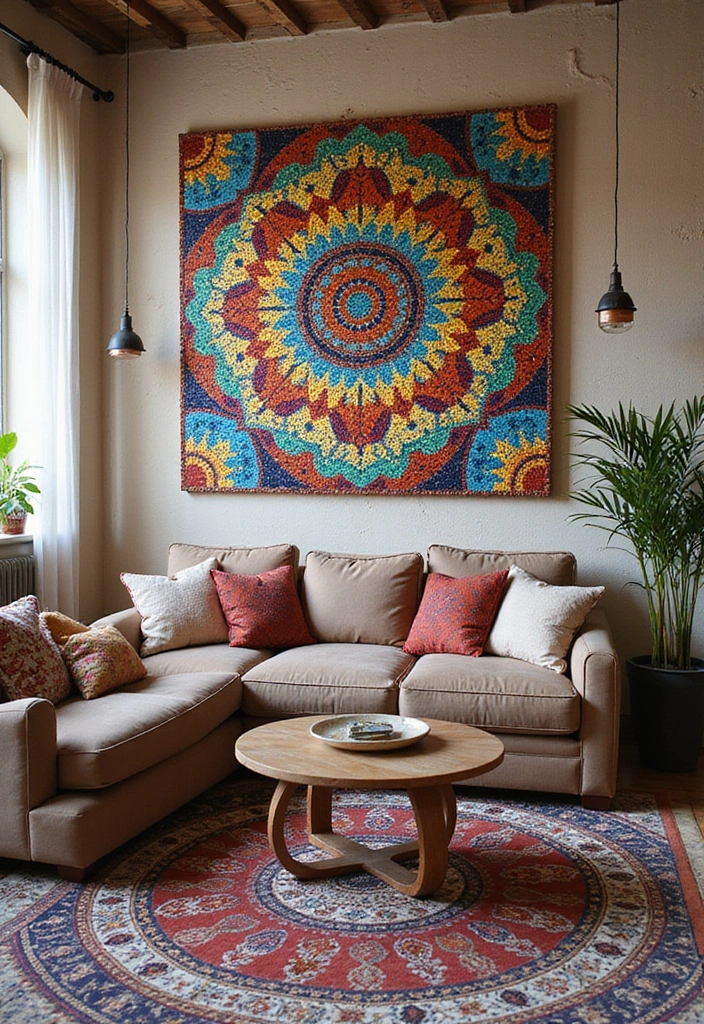 28 Stencil Designs Wall Living Room Ideas That Add Creative Flair - 20. Mosaic-Inspired Patterns