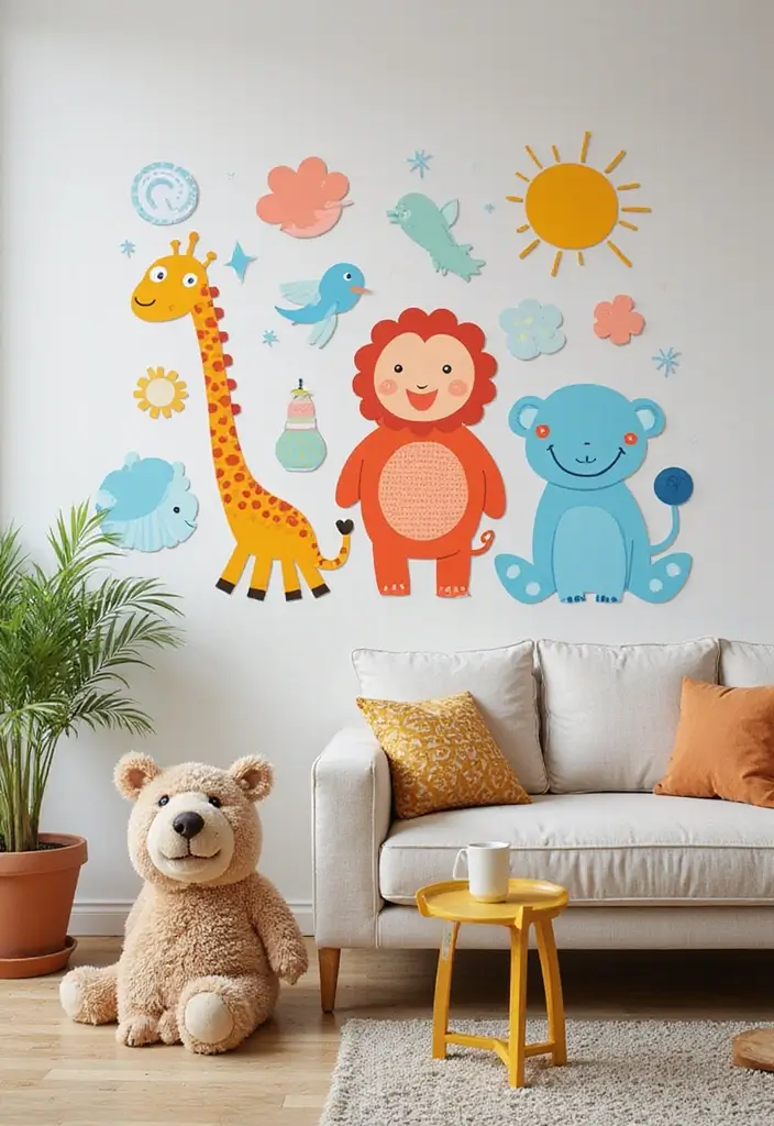 28 Stencil Designs Wall Living Room Ideas That Add Creative Flair - 24. Kids' Playful Designs