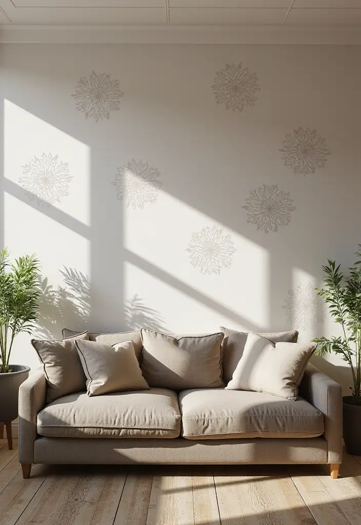 28 Stencil Designs Wall Living Room Ideas That Add Creative Flair - 25. Shadow Effects