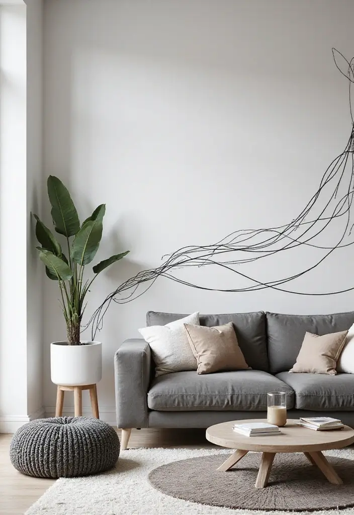 28 Stencil Designs Wall Living Room Ideas That Add Creative Flair - 6. Minimalist Line Art