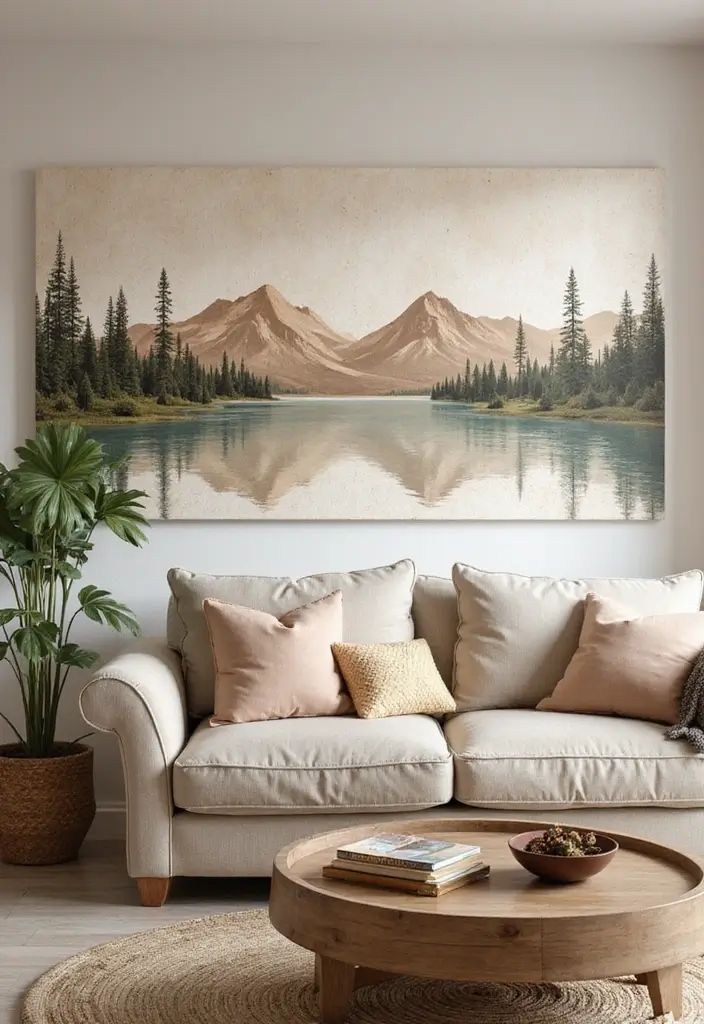 28 Stencil Designs Wall Living Room Ideas That Add Creative Flair - 8. Textured Nature Scenes
