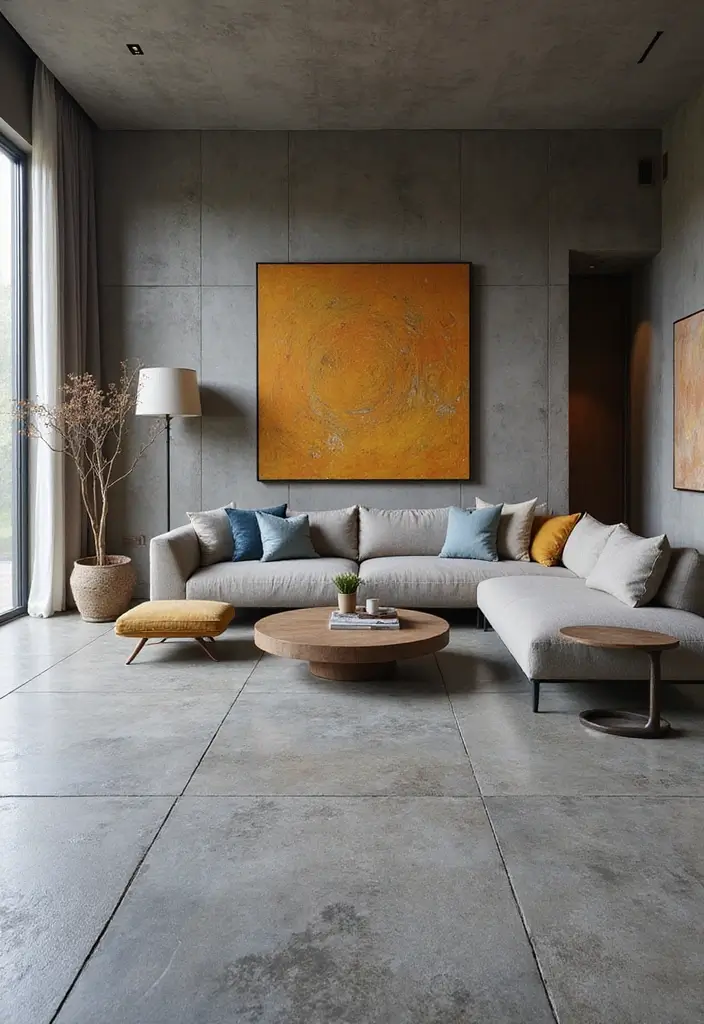 28 Stone Floor Living Room Ideas That Feel Earthy and Elegant - 11. Monochromatic Stone Tiles