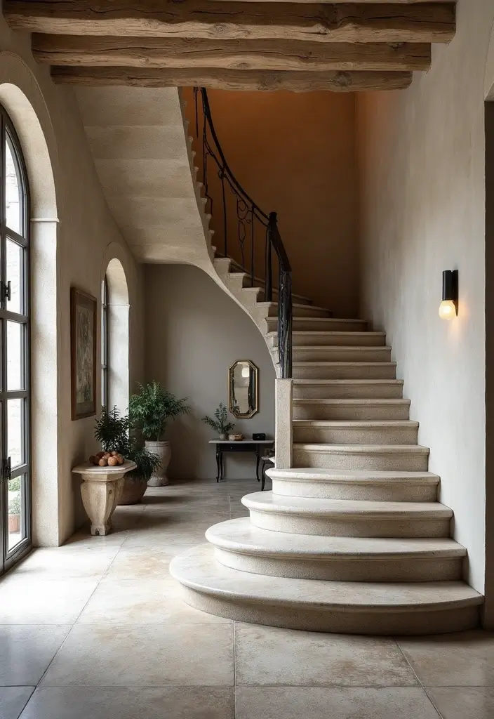 28 Stone Floor Living Room Ideas That Feel Earthy and Elegant - 20. Elegant Stone Staircases
