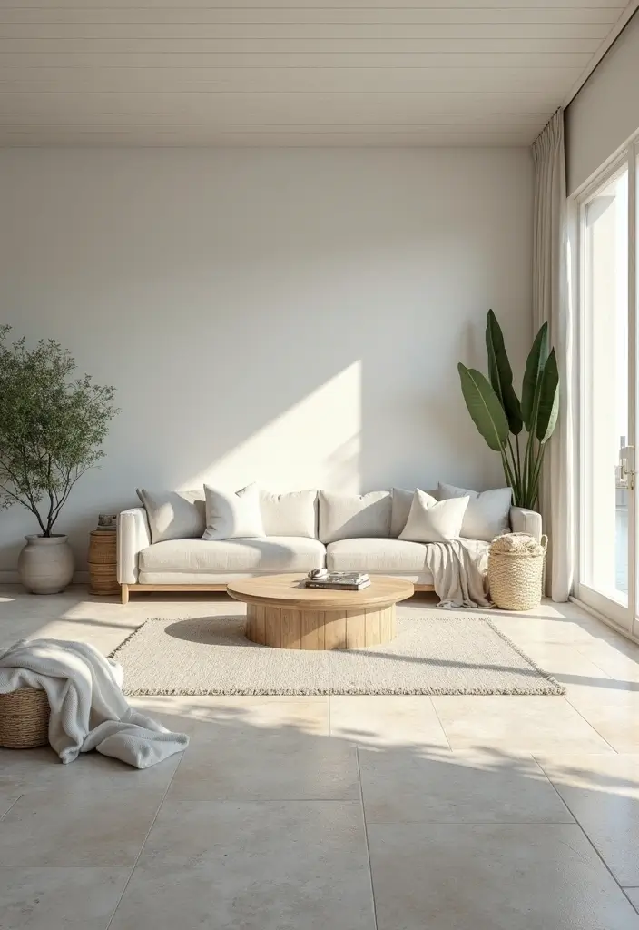 28 Stone Floor Living Room Ideas That Feel Earthy and Elegant - 26. Coastal-Inspired Stone Decor