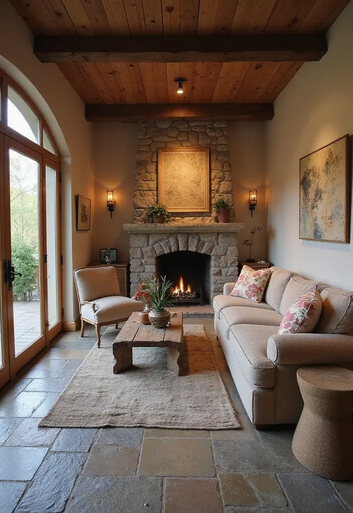 28 Stone Floor Living Room Ideas That Feel Earthy and Elegant - 3. Textured Stones for Depth