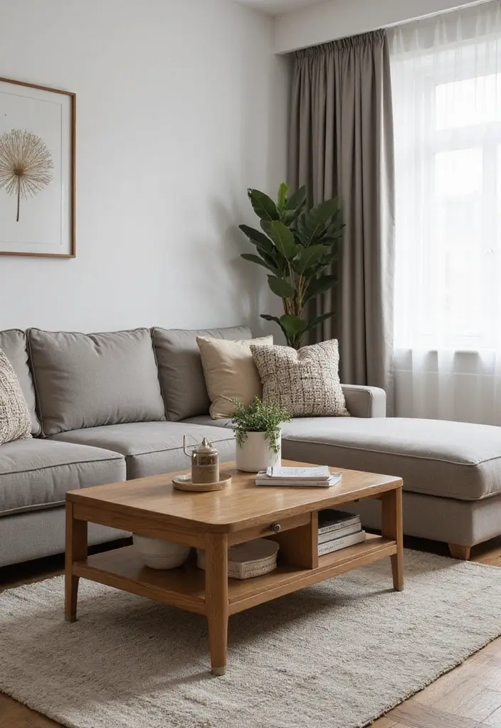 28 Studio Apartment Living Room Ideas That Save Space Beautifully - 2. Compact Coffee Tables with Storage