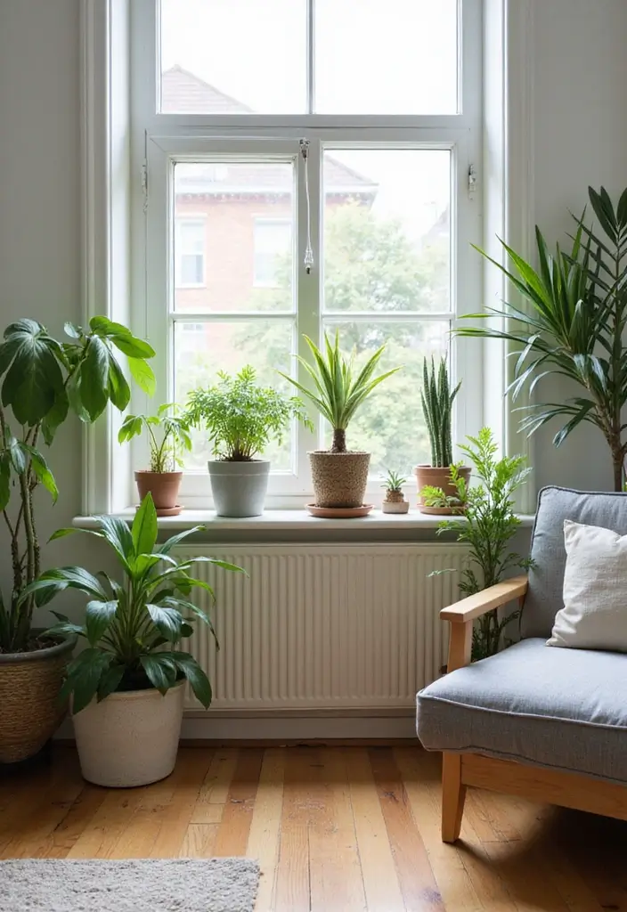 28 Studio Apartment Living Room Ideas That Save Space Beautifully - 22. Simple Indoor Plants