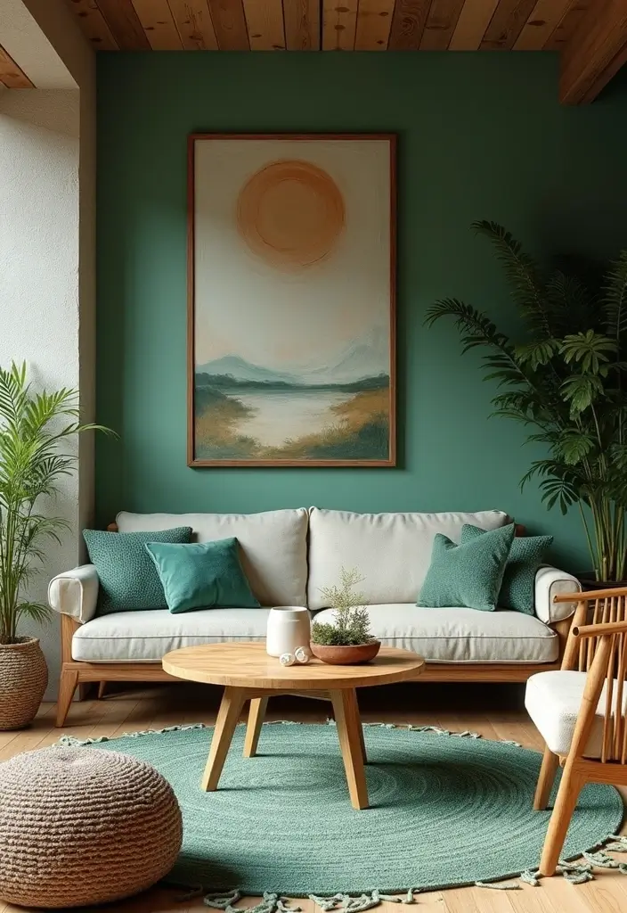 28 Teal and Green Living Room Ideas That Feel Fresh and Natural - 10. Outdoor-Inspired Elements