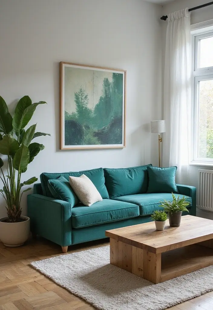 28 Teal and Green Living Room Ideas That Feel Fresh and Natural - 12. Sustainable Choices