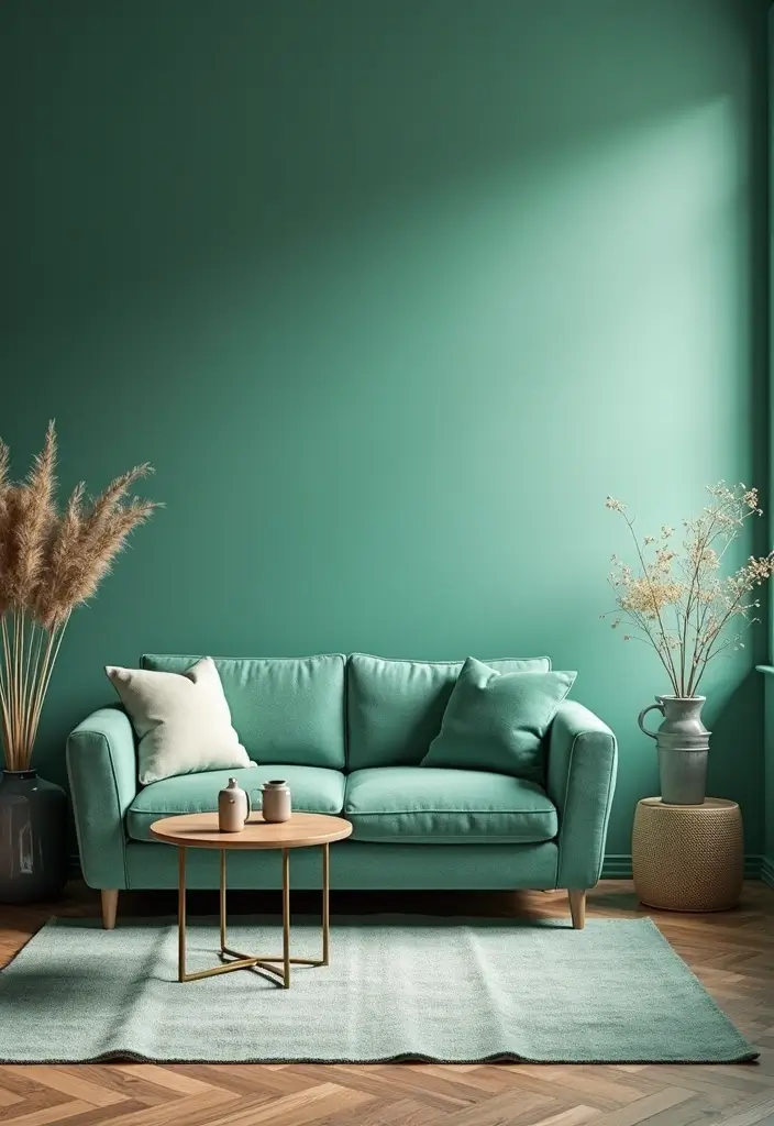 28 Teal and Green Living Room Ideas That Feel Fresh and Natural - 15. Harmonious Color Gradients