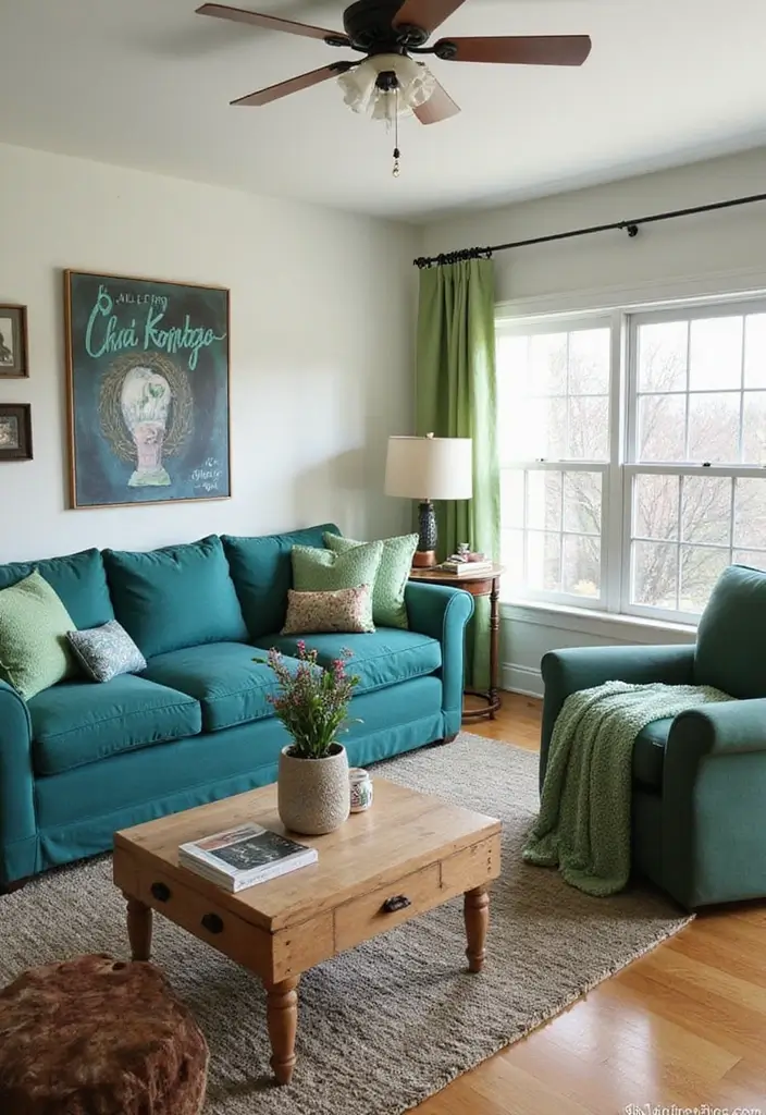 28 Teal and Green Living Room Ideas That Feel Fresh and Natural - 27. Personalized Decor