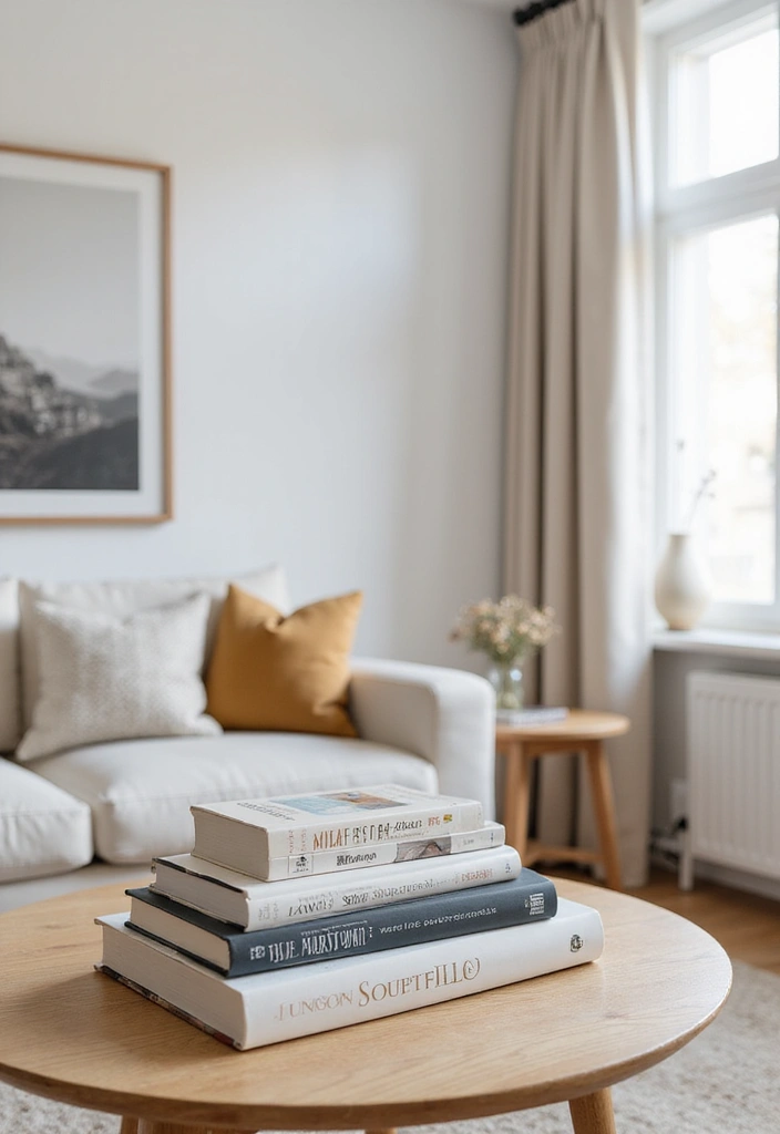 28 White and Tan Living Room Ideas That Feel Calm and Inviting - 14. Unique Coffee Table Books