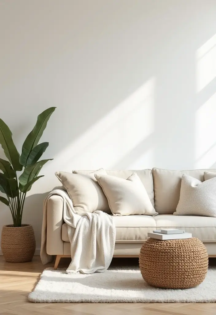 28 White and Tan Living Room Ideas That Feel Calm and Inviting - 19. Simplified Decor