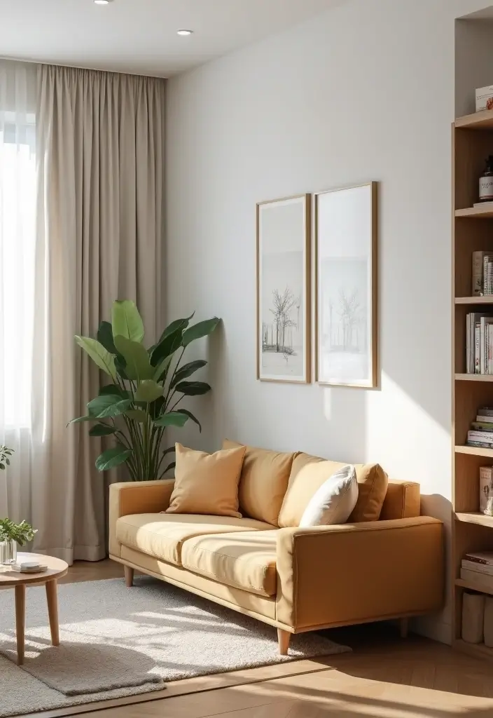 28 White and Tan Living Room Ideas That Feel Calm and Inviting - 24. Compact Furniture Choices