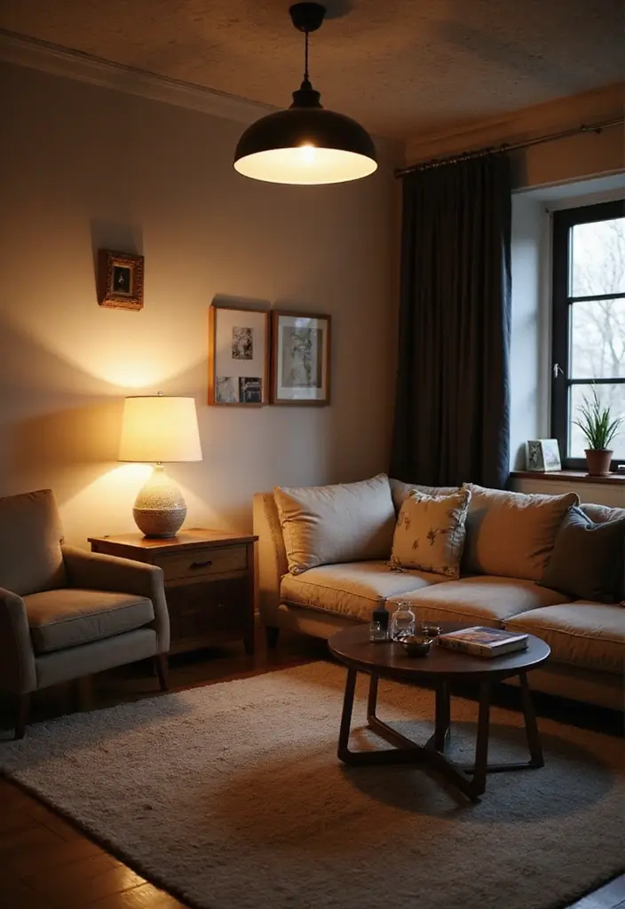 28 White and Tan Living Room Ideas That Feel Calm and Inviting - 6. Layered Lighting