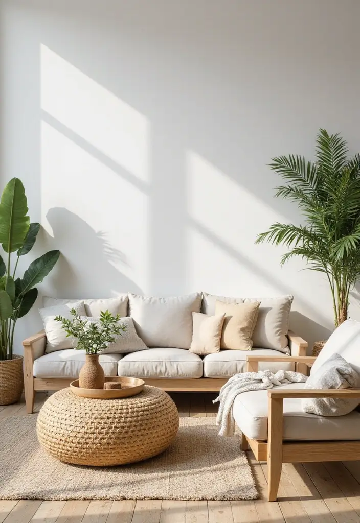 28 White and Tan Living Room Ideas That Feel Calm and Inviting - 8. Natural Elements