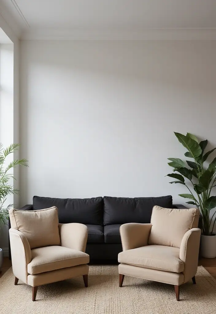 29 Black White and Beige Living Room Ideas That Feel Modern and Balanced - 14. Beige Accent Chairs