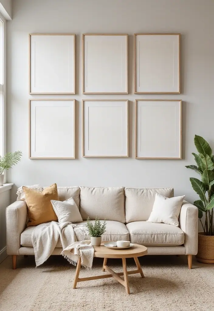 29 Black White and Beige Living Room Ideas That Feel Modern and Balanced - 28. Beige Framed Art