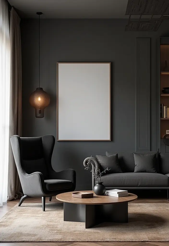 29 Black White and Beige Living Room Ideas That Feel Modern and Balanced - 29. Statement Black Furniture Pieces