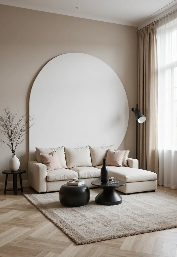 29 Black White and Beige Living Room Ideas That Feel Modern and Balanced - 9. Soft Beige and White Accent Walls