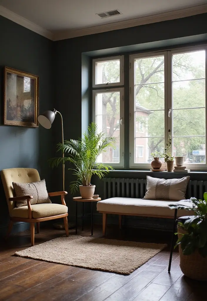 29 Black Wood Floors Living Room Ideas That Feel Bold and Luxe - 19. Vintage Influences for Character