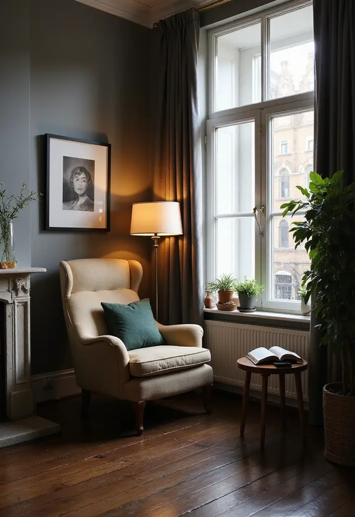29 Black Wood Floors Living Room Ideas That Feel Bold and Luxe - 22. Create a Cozy Reading Nook