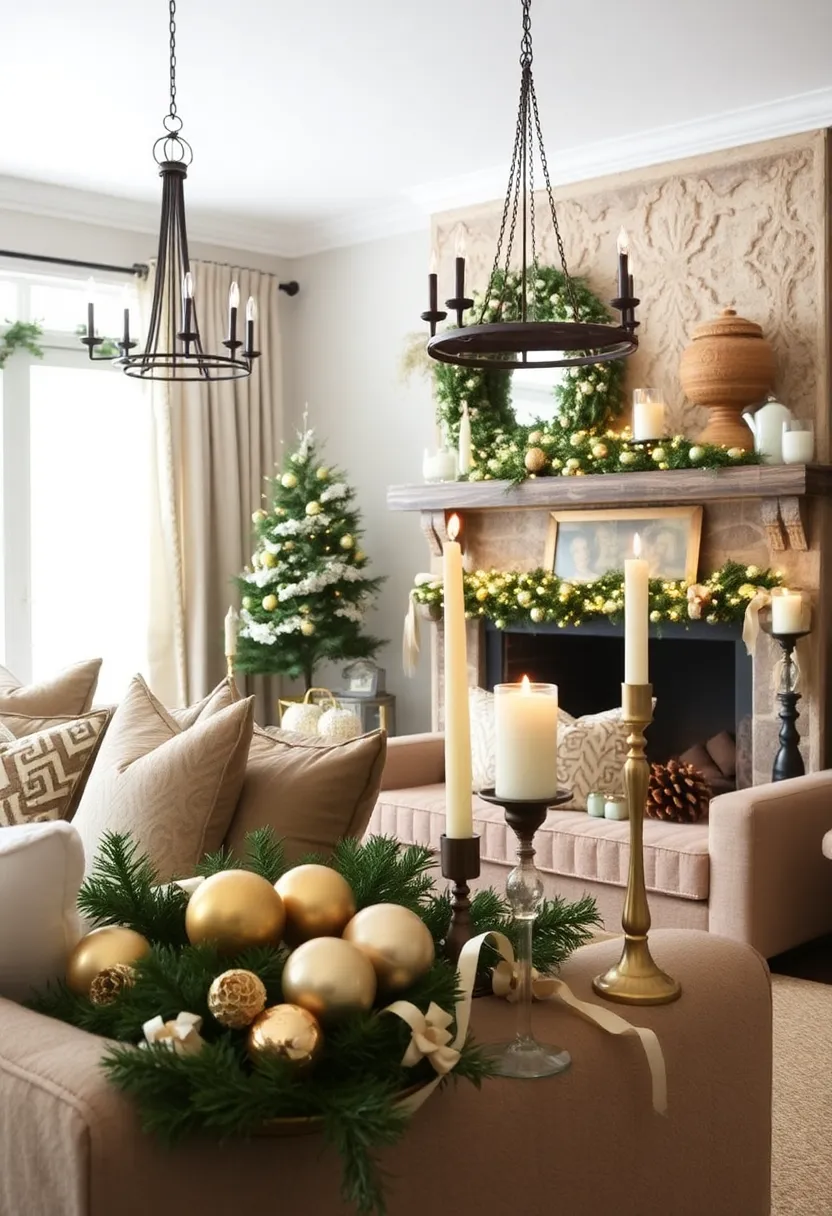 29 Christmas Decoration Living Room Ideas That Feel Cozy and Magical - 10. Add a Touch of Glam with Metallics