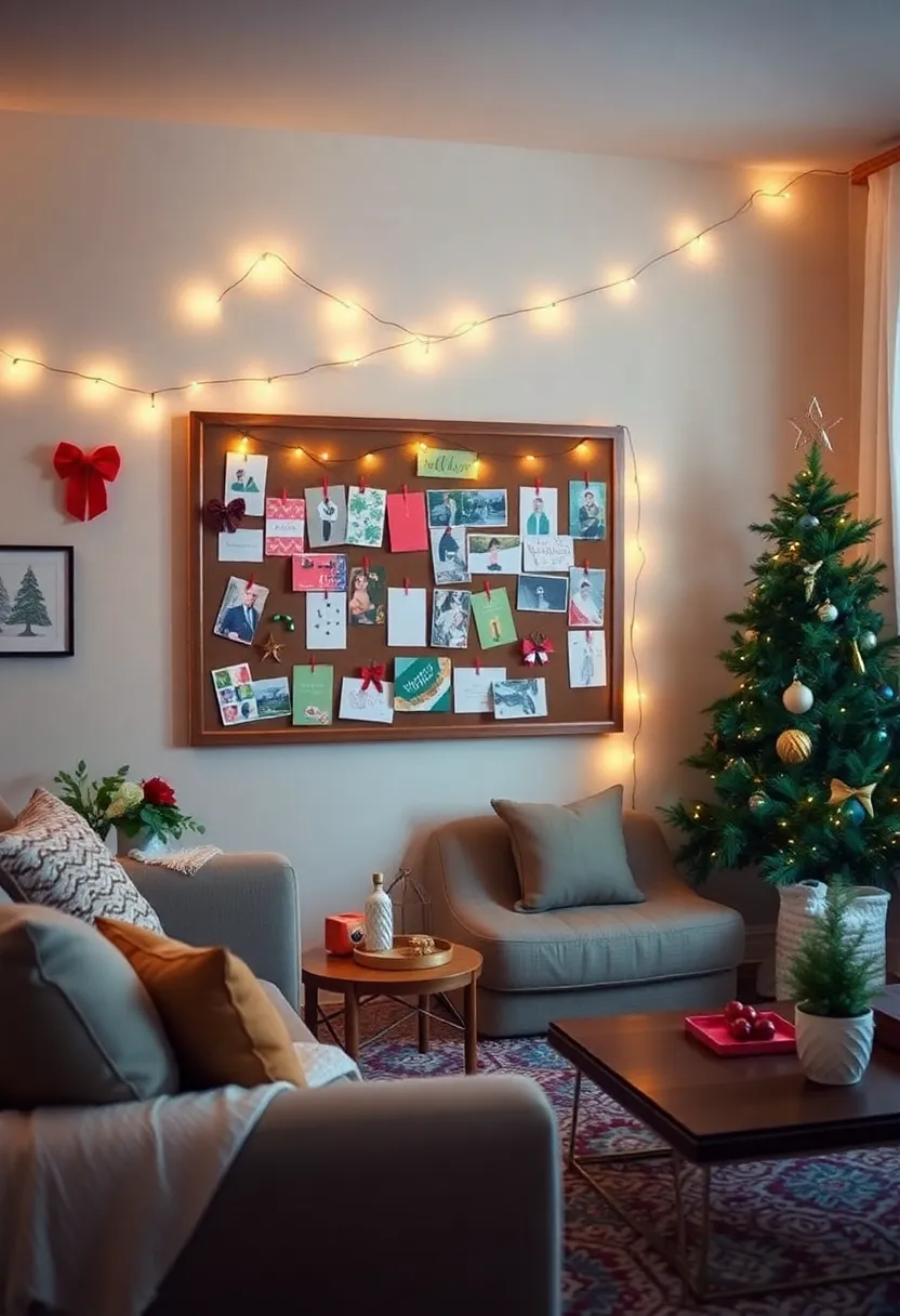 29 Christmas Decoration Living Room Ideas That Feel Cozy and Magical - 16. Spread Holiday Cheer with Cards
