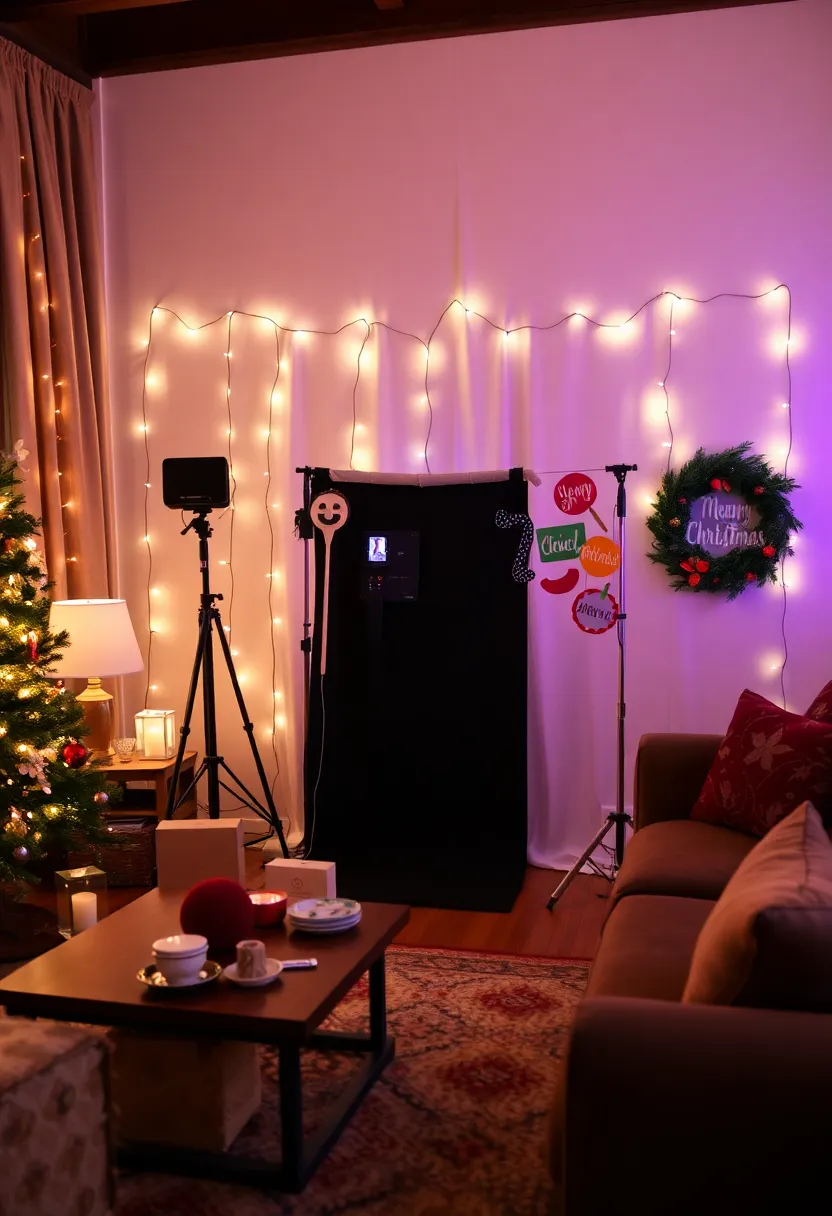 29 Christmas Decoration Living Room Ideas That Feel Cozy and Magical - 24. Set Up a Photo Booth