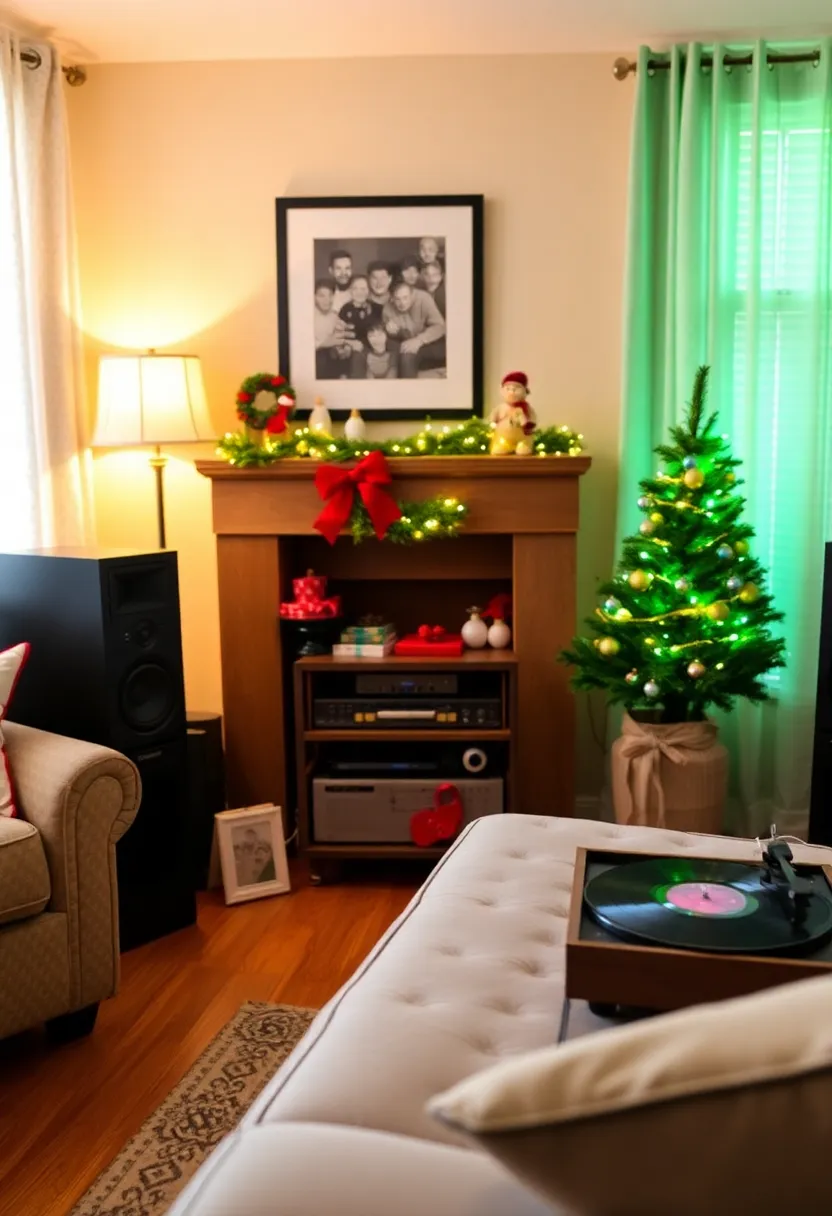 29 Christmas Decoration Living Room Ideas That Feel Cozy and Magical - 27. Celebrate with Music