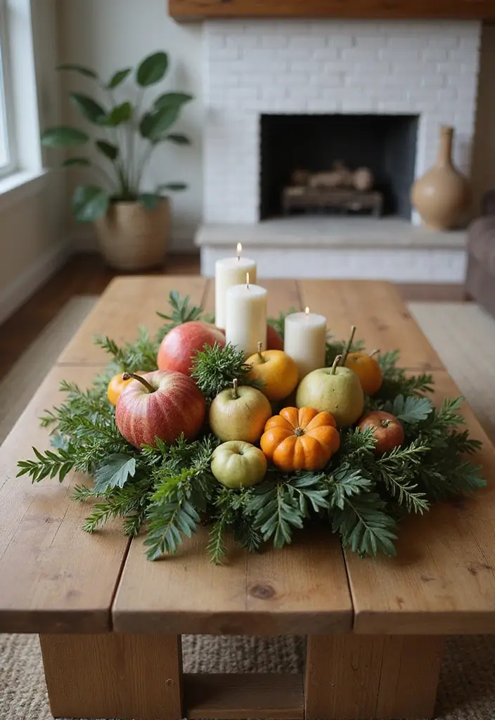 29 Christmas Decoration Living Room Ideas That Feel Cozy and Magical - 4. Create a Natural Centerpiece