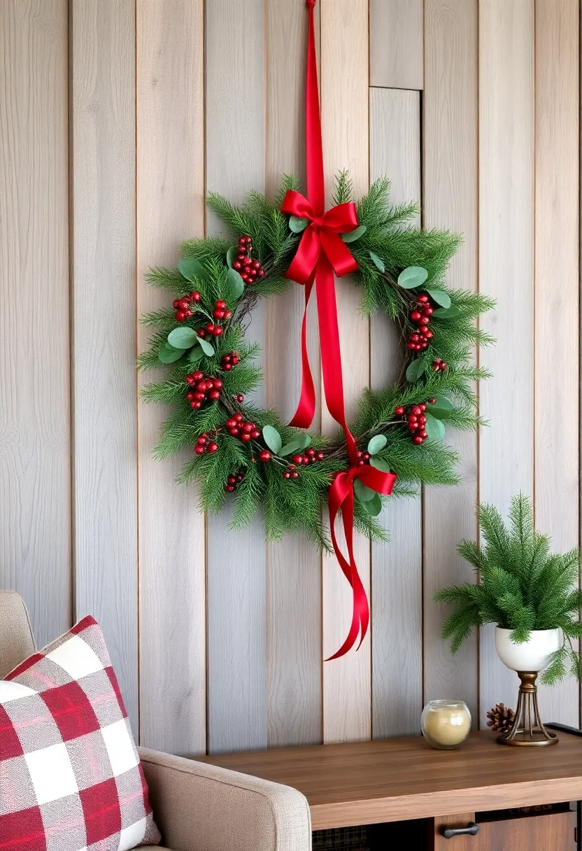 29 Christmas Decoration Living Room Ideas That Feel Cozy and Magical - 5. Hang a Holiday Wreath