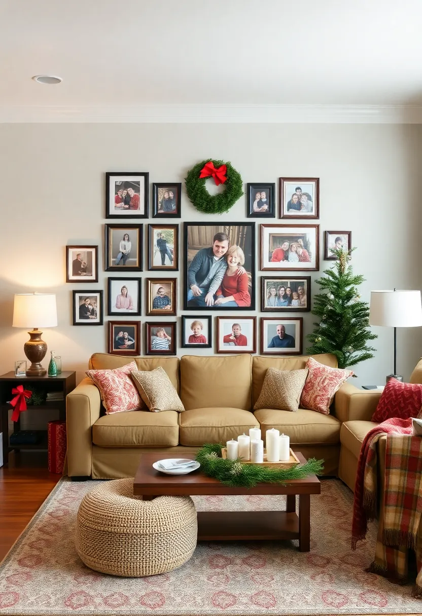 29 Christmas Decoration Living Room Ideas That Feel Cozy and Magical - 9. Showcase Family Memories