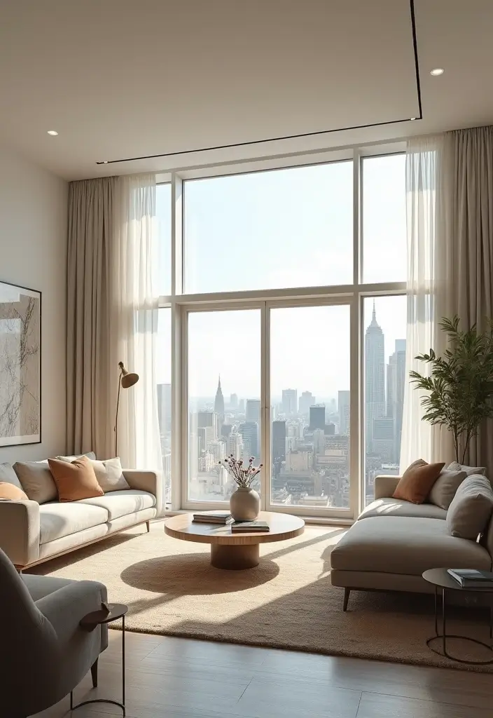 29 Contemporary Living Room Design Ideas That Feel Sleek and Minimal - 12. Floor-to-Ceiling Windows