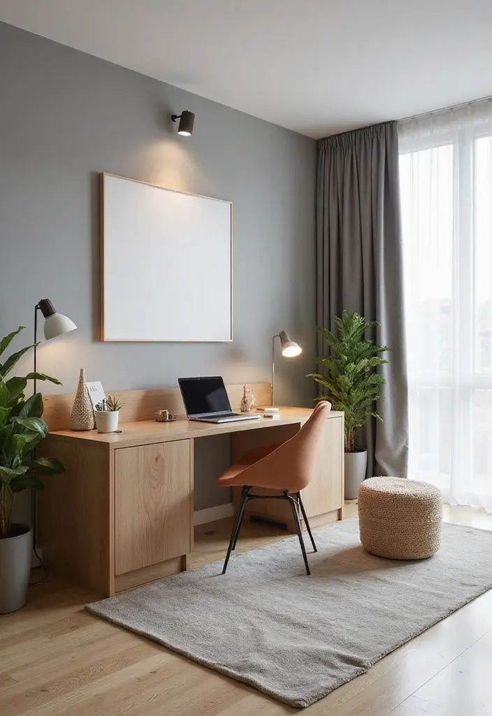 29 Contemporary Living Room Design Ideas That Feel Sleek and Minimal - 23. Sleek Work from Home Solutions