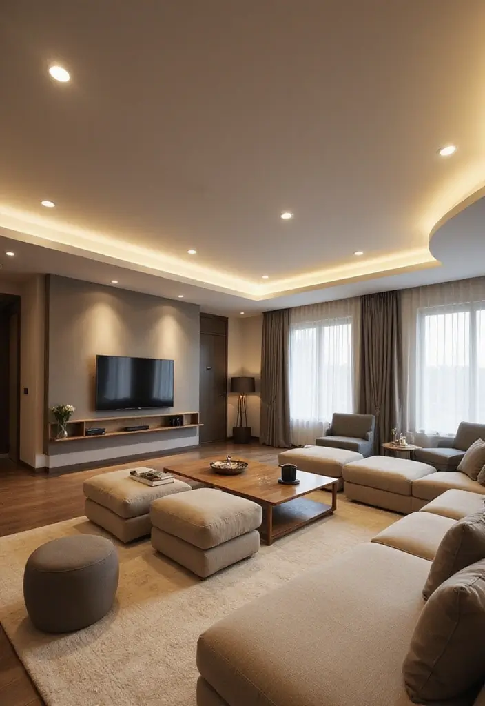 29 Contemporary Living Room Design Ideas That Feel Sleek and Minimal - 27. Recessed Lighting