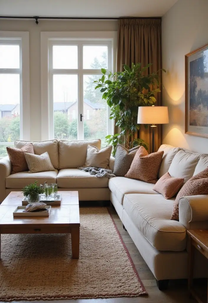 29 Light Couches Living Room Ideas That Feel Airy and Modern - 12. Layered Textures for Cozy Comfort